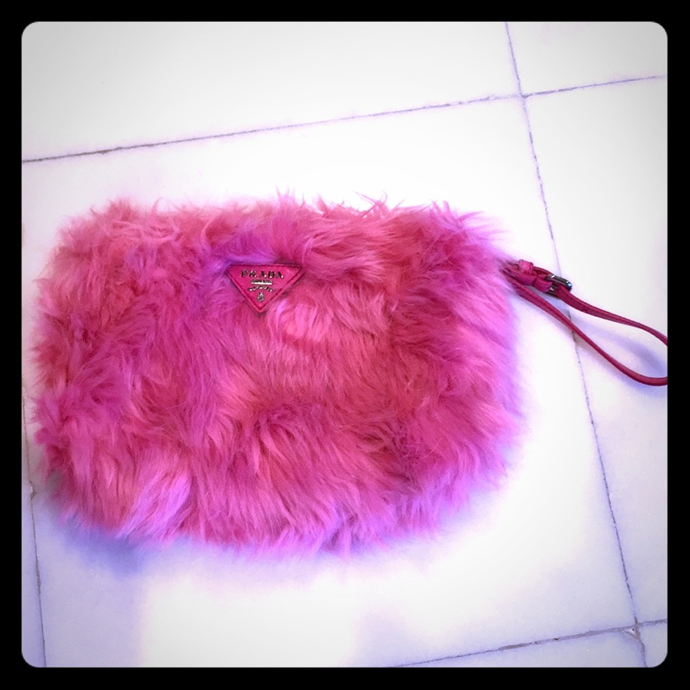 PRADA Pink Fluffy Purse with original bag!!